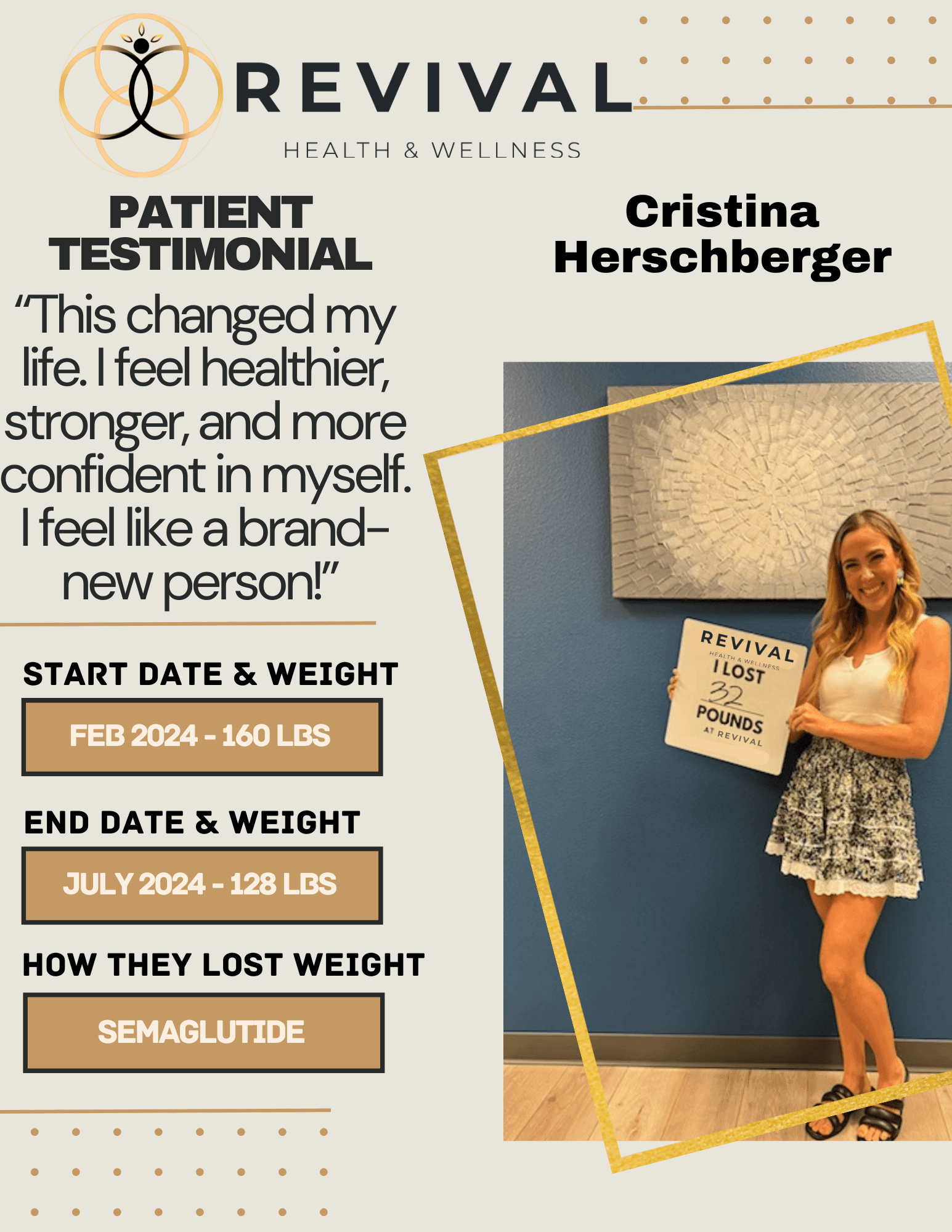 Cristina Herschberger - Revival Health & Wellness patient testimonial